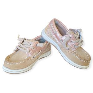 Toddler Boat Shoes Size 6 SPERRY TOP-SIDER Songfish Deck Shoes Slip On Pink Tan
